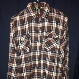 Brown Plaid Button Down Shirt